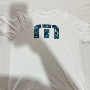 Travis Mathew White Tee with Blue Graphic